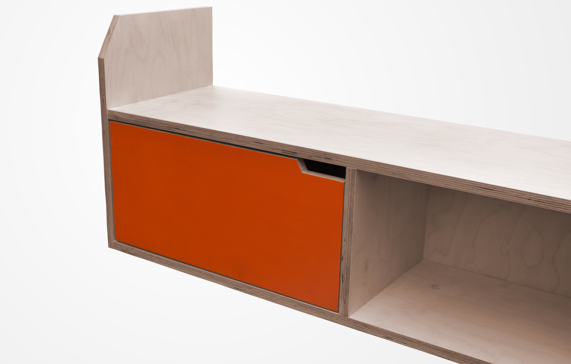 Mmh Furniture 'Horizontal' cabinet birch plywood cabinet detail of left door