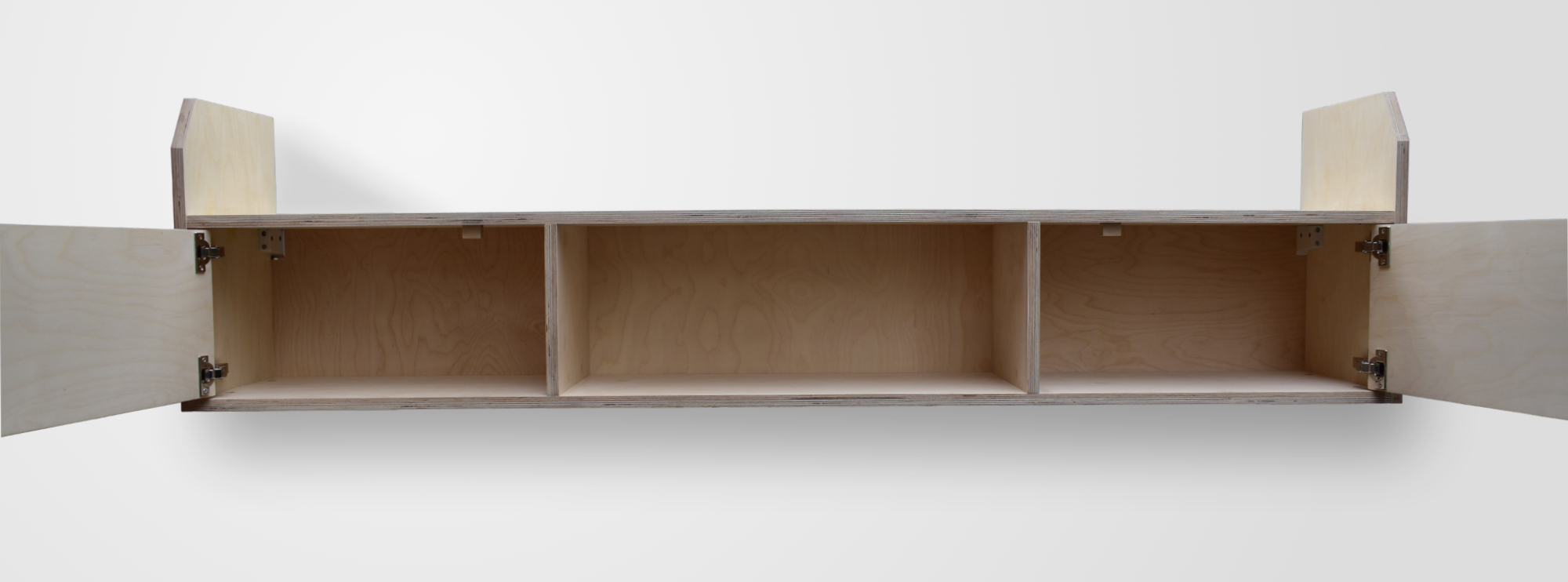 Mmh Furniture 'Horizontal' cabinet birch plywood cabinet doors open
