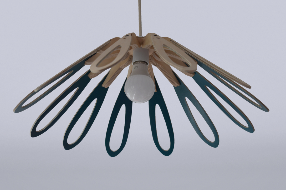 Blue Petal lightshade with bulb unlit