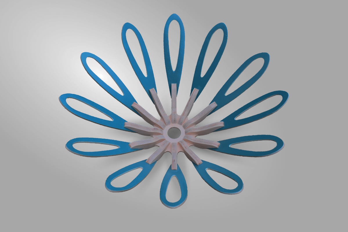 View of bottom of Blue Petal lightshade